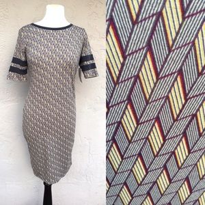 NWT LuLaRoe Julia Yellow Grey Maroon Geometric